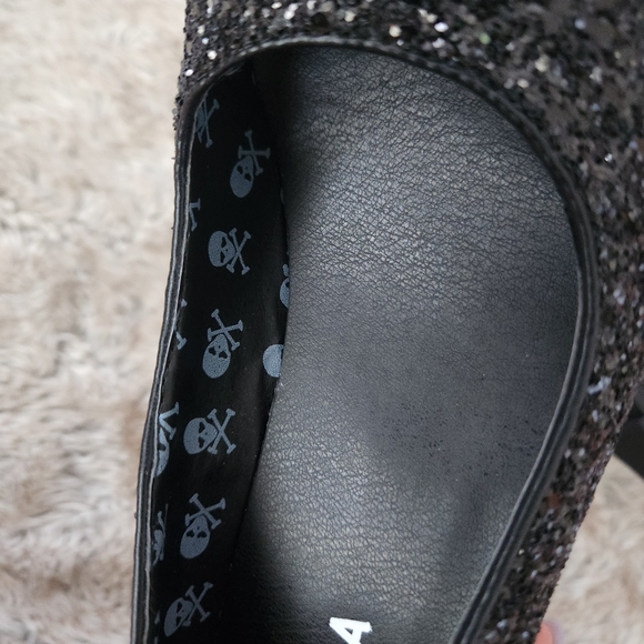 Lamoda Dolls Kill My Love Glitter Heels Black Women's Size 7 - Picture 8 of 10